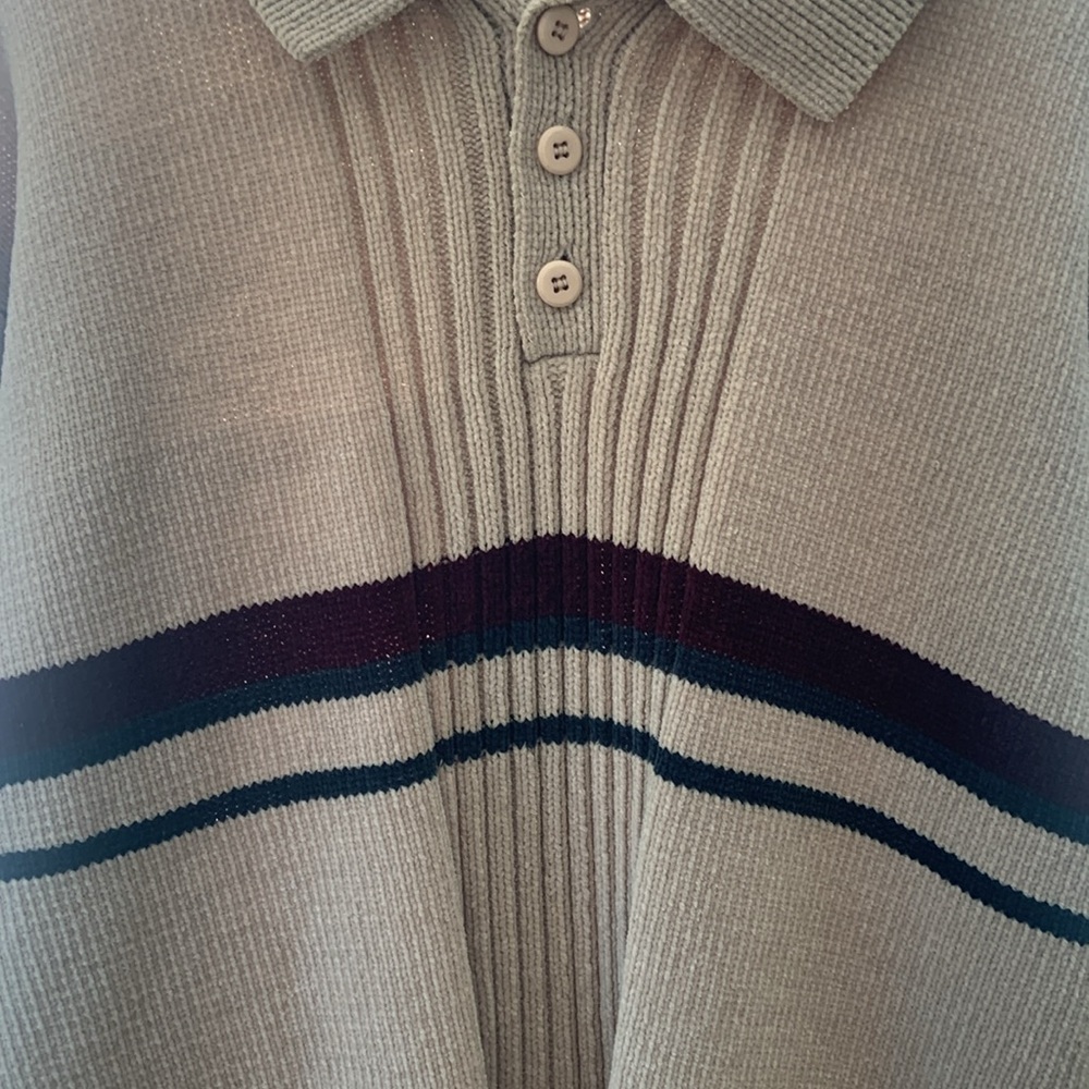 Eclectic Grandpa Acrylic Knit Sweater with Buttoned Collar, Size Men’s Large - Picture 5 of 9